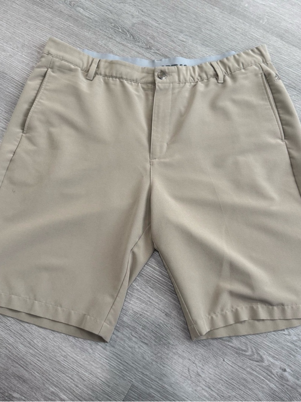 adidas Men's Beige Flat Front Performance Shorts